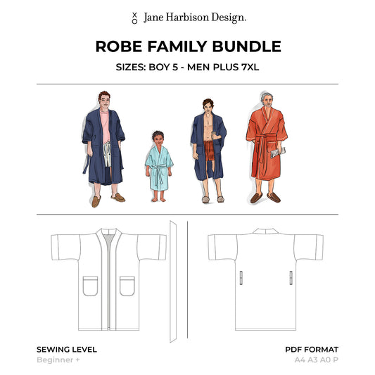 Robe Pattern Family Bundle - Boy 5 - Men 7XL