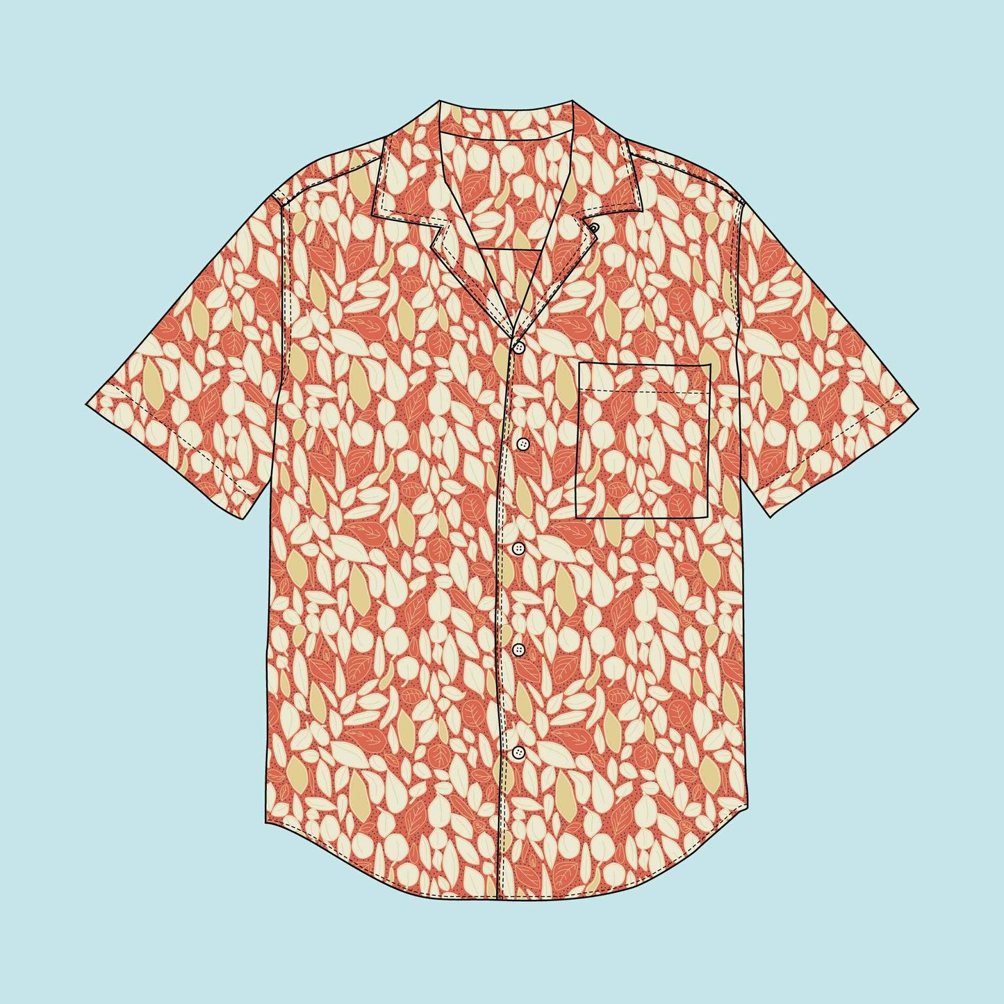 Sewing Pattern Kit Fabric Camp Collar Shirt for boys and men