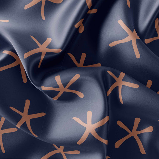 Satin Fabric for luxurious Men's Pyjamas Starry Night Blue and Blush