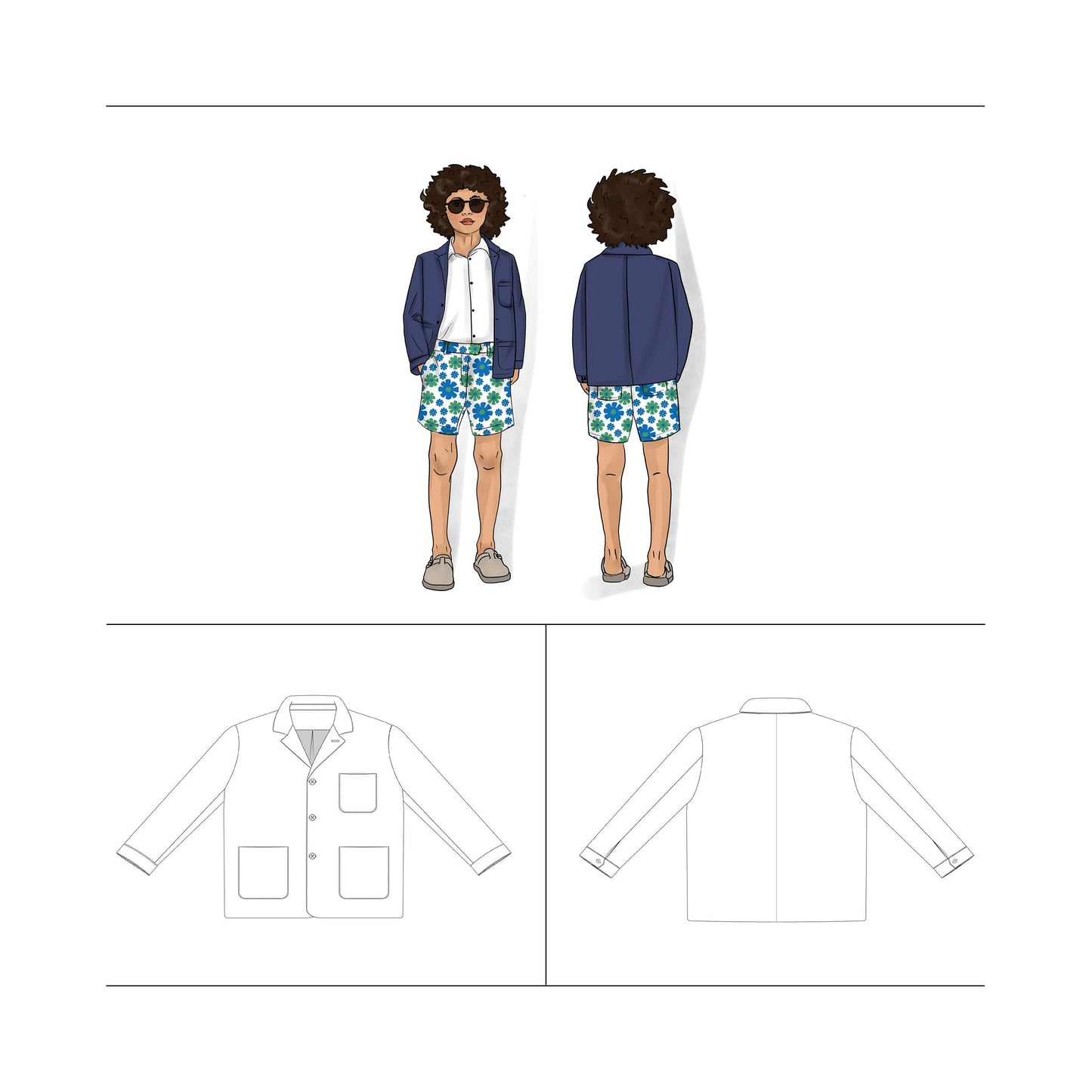 Lined Lounge Jacket Sewing Pattern for Boy Size 5 - 10