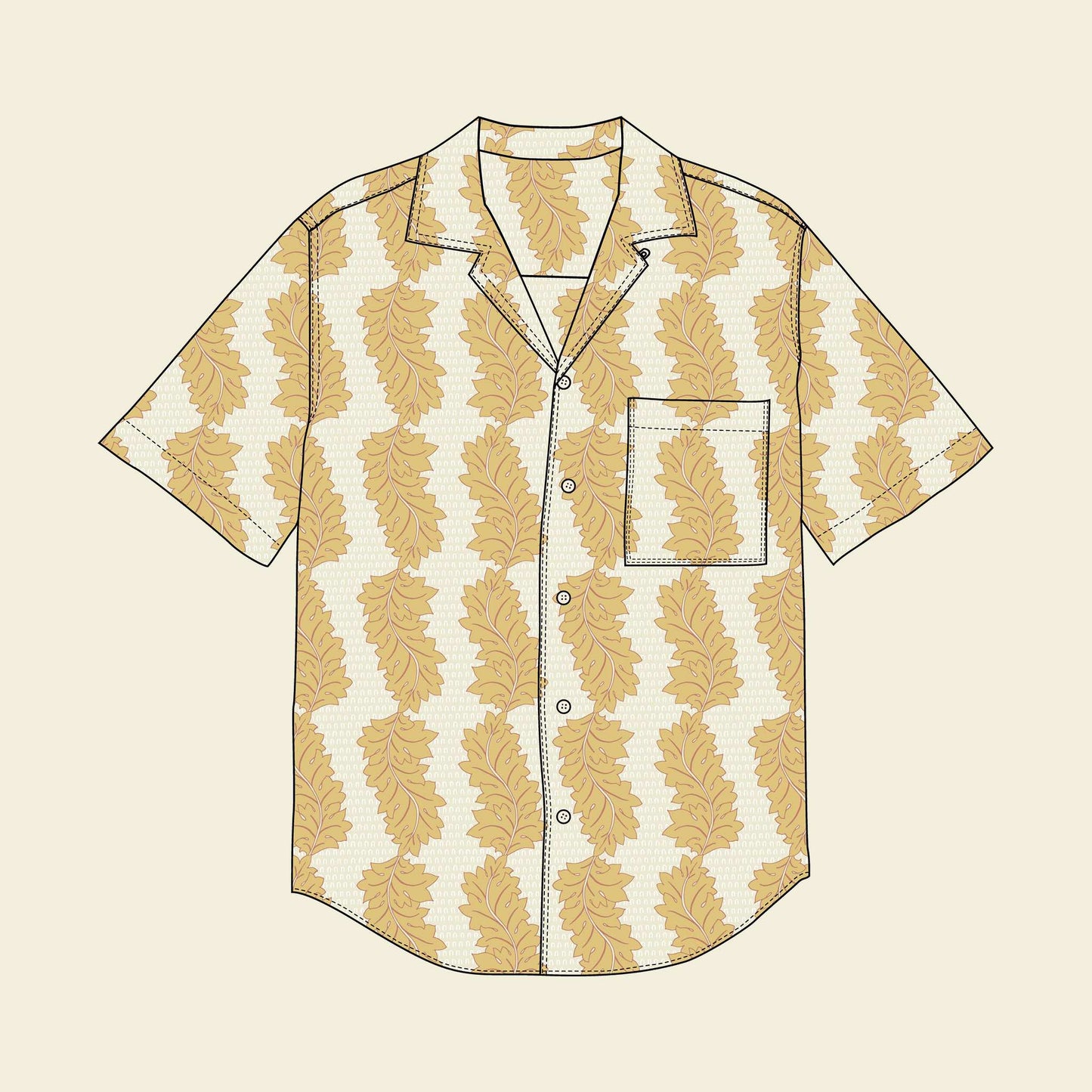 Personalised Men's Gift Idea: DIY Camp Collar Shirt - Cotton Poplin in Acanthus Leaf Yellow