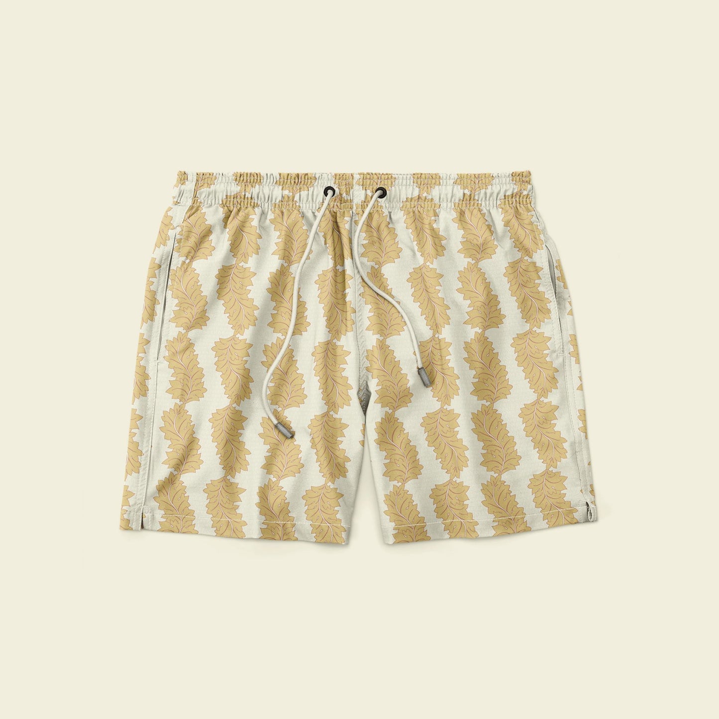 Personalised Men's Gift Idea: DIY Lounge Short - Cotton Poplin in Acanthus Leaf Yellow maximalist design
