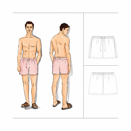 Sewing Pattern PDF Teen Boy Mid Thigh Short, Boxer short or swimmers Size 10-18