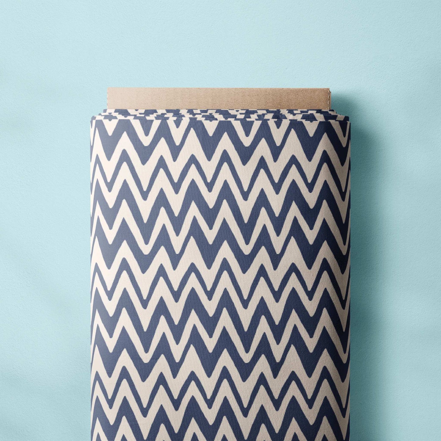 Fabric Linen Canvas - Zig Zag Blue Breeze