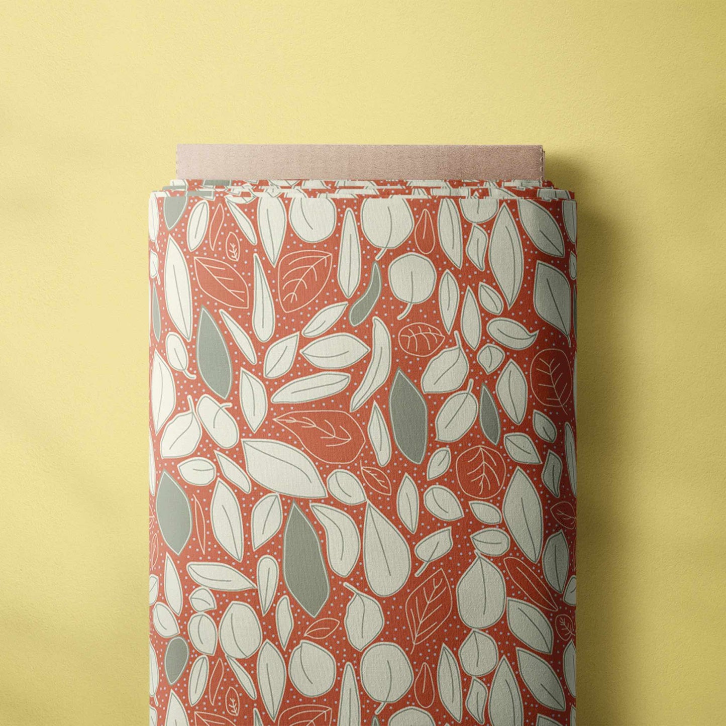 Fabric Cotton poplin Fallen Leaves Botanical Orange for men