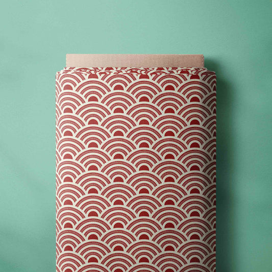 DIY Personalised Gift For Men: Cotton Poplin Fabric in Japanese Seigaiha Retro Red