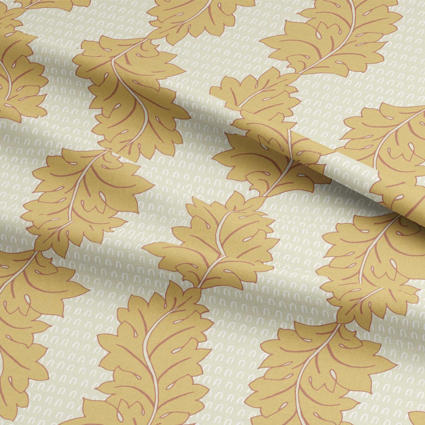 DIY Men's Gift Idea: Unique Cotton Poplin in Acanthus Leaf Yellow maximalist design
