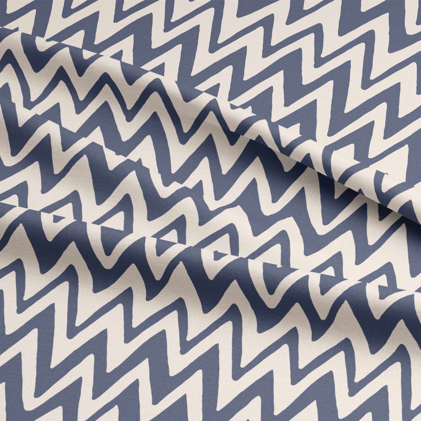 Fabric Linen Canvas - Zig Zag Blue Breeze