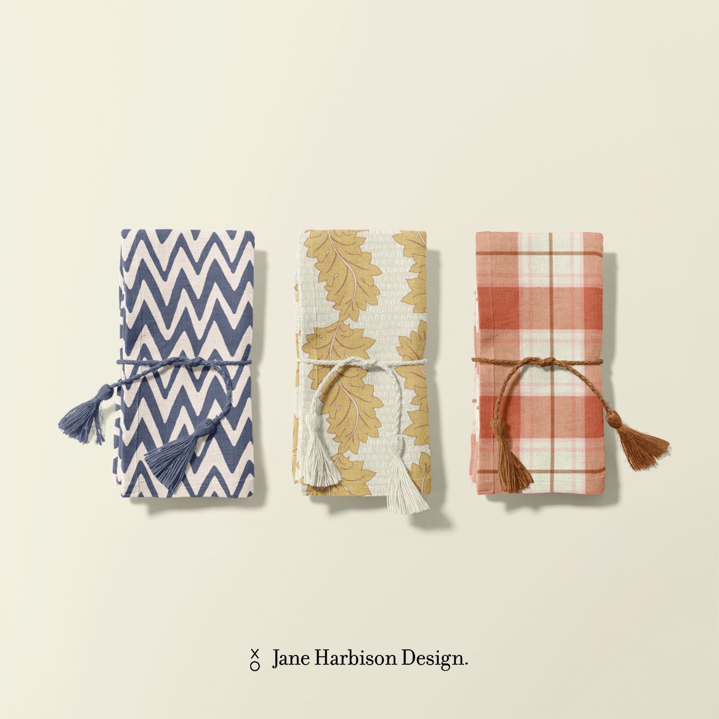 DIY Linen Cotton Napkins for Men Housewarming Gift In Unique Acanthus Leaf Yellow