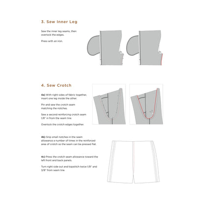 Sewing Pattern Mid Thigh Short YOUTH XS-XL Instructions