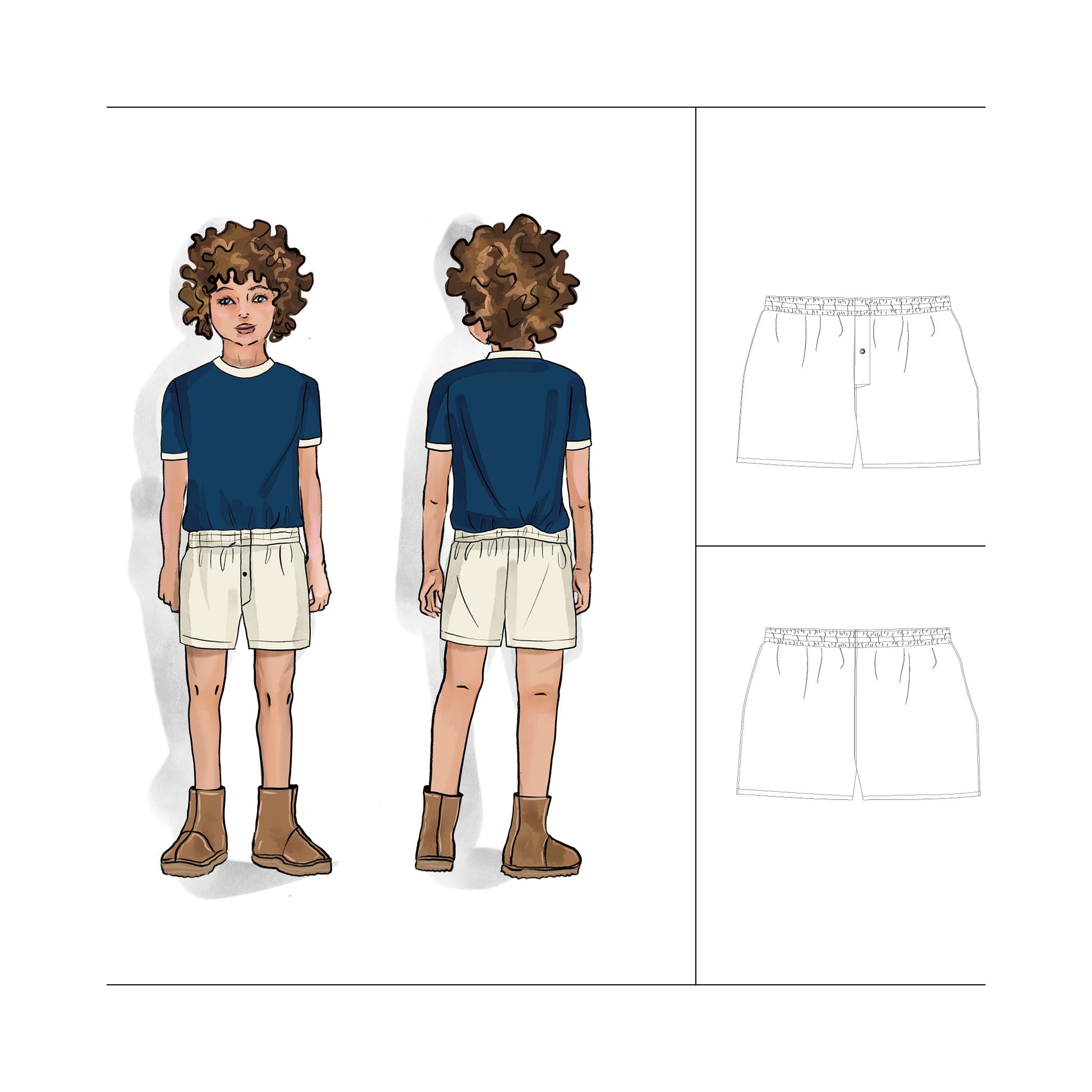 Easy Boxer short PDF sewing pattern for boys