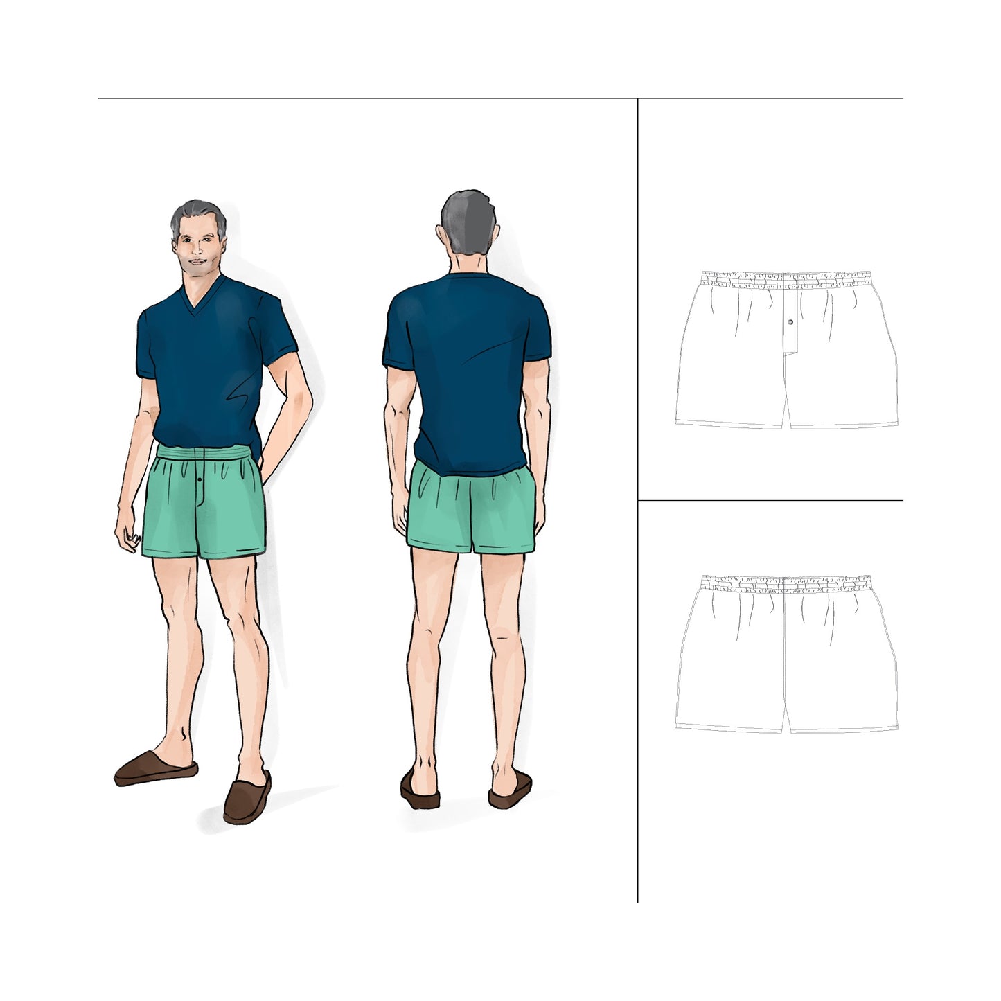 Men Boxer short sewing pattern size S - 2XL