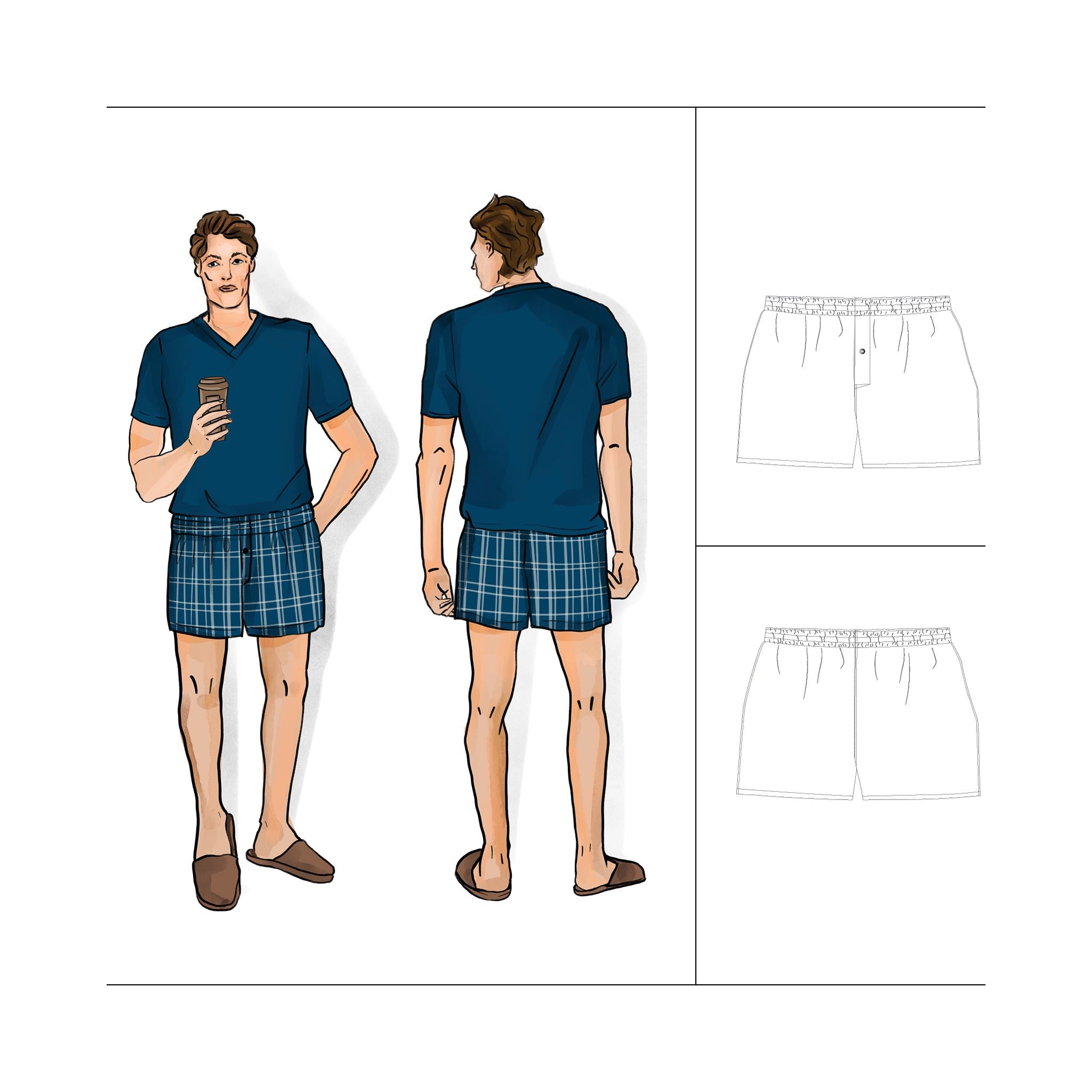 Men Plus Boxer short sewing pattern size 3XL - 7XL