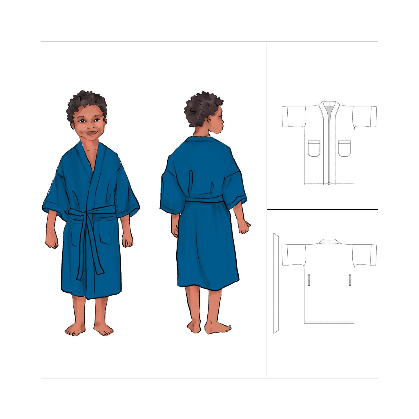 Boy Dressing Gown Robe sewing pattern PDF great DIY birthday gift, Size Boy 5-10