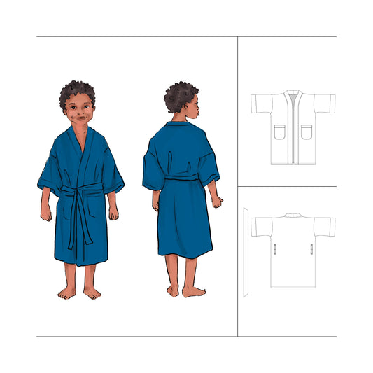 Boy Dressing Gown Robe sewing pattern PDF great DIY birthday gift, Size Boy 5-10