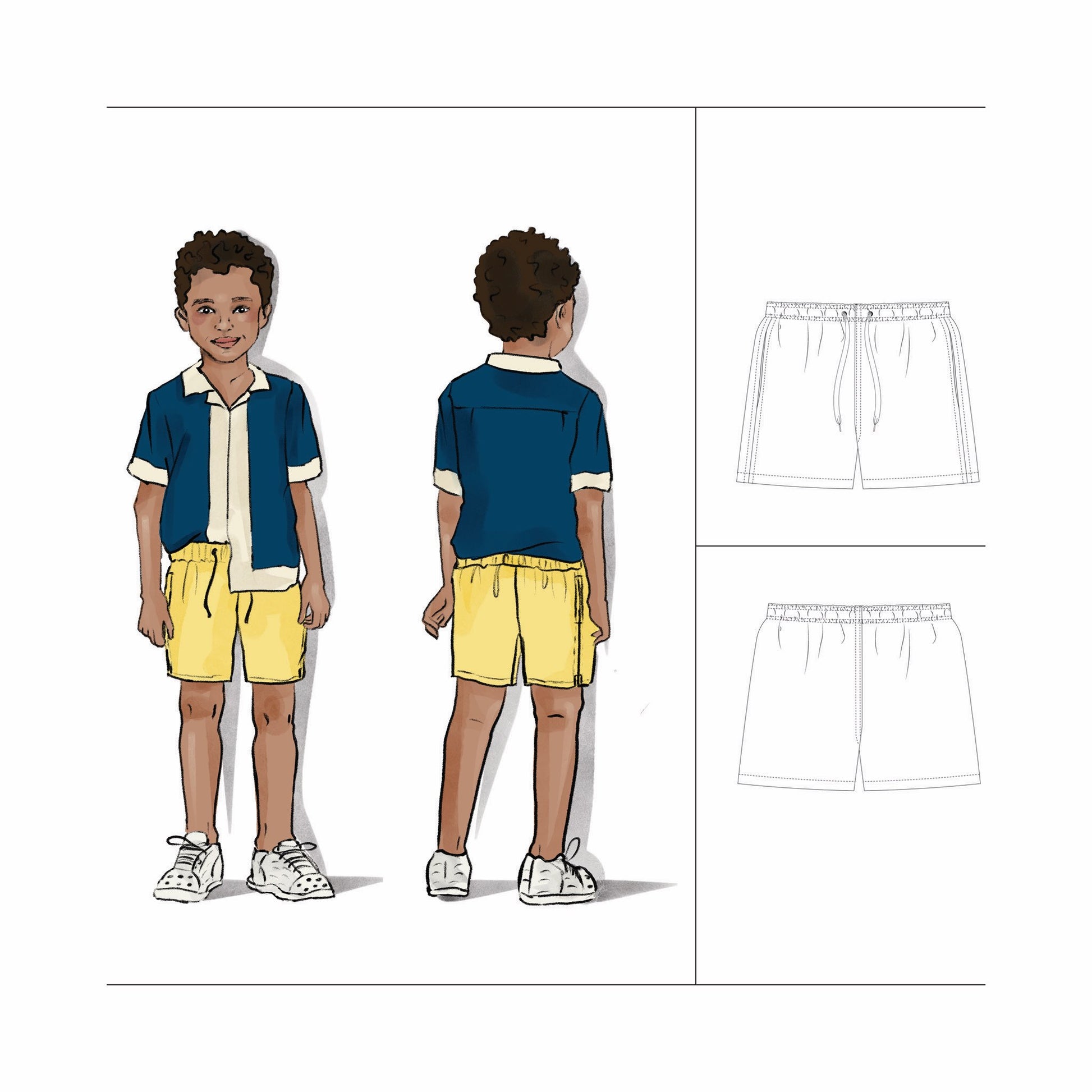 Sewing Pattern PDF Mid Thigh Short Boys 5-10 