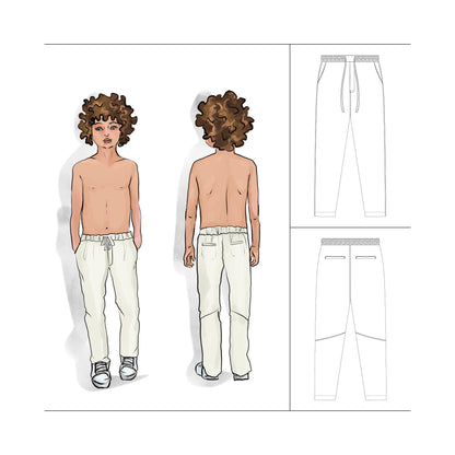 Elastic Waist Lounge Pant Sewing Pattern for Boy Size 5 - 10