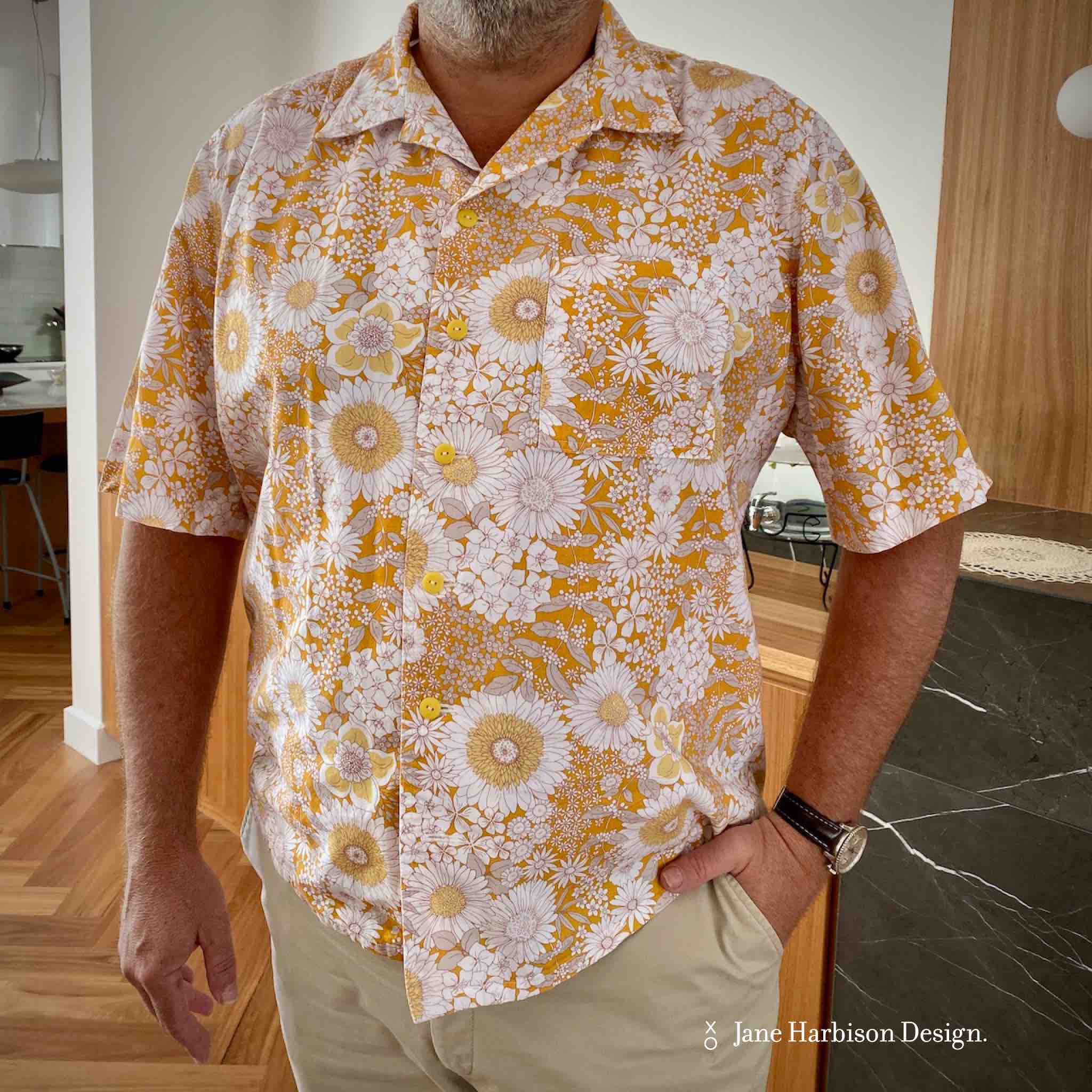 Downloadable Sewing Pattern: Men's Camp Collar Shirt - Perfect