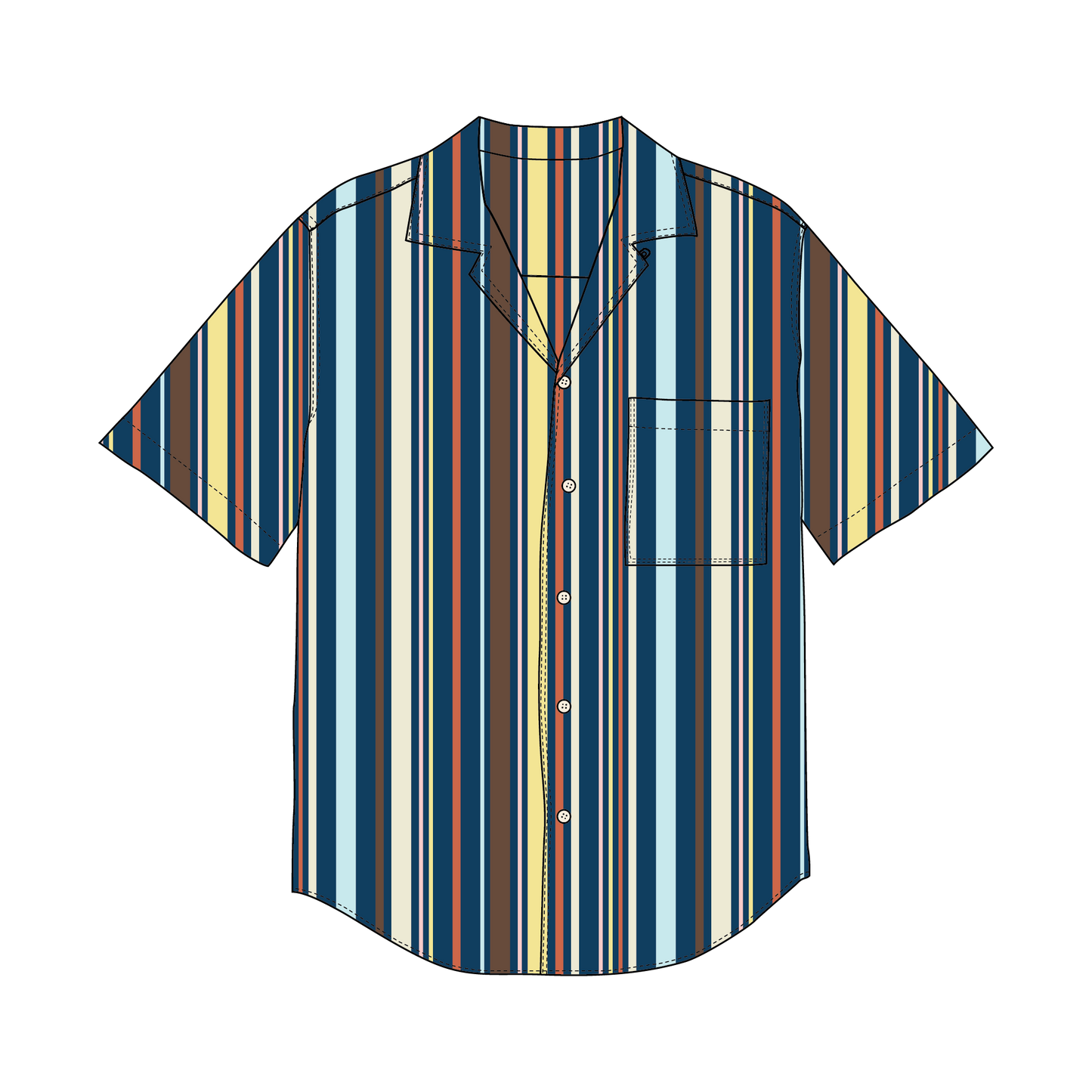 Fabric Cotton Poplin - Barcode Dark Blue Stripe