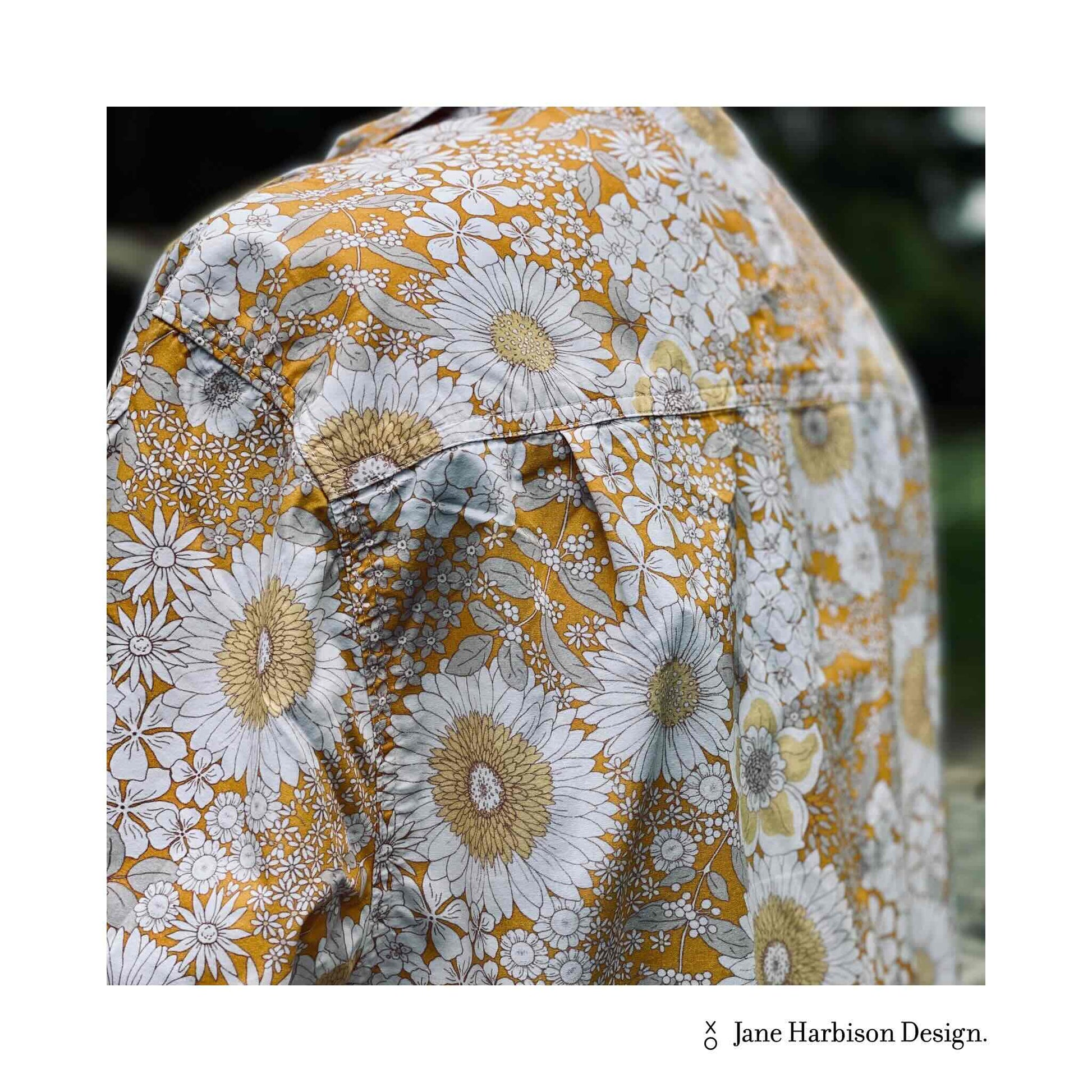 Men's Camp Collar shirt with back pleat sewing pattern size S to 2XL by Jane Harbison Design