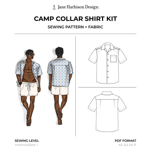 Camp Collar Shirt Kit - Bold Rosette Blue