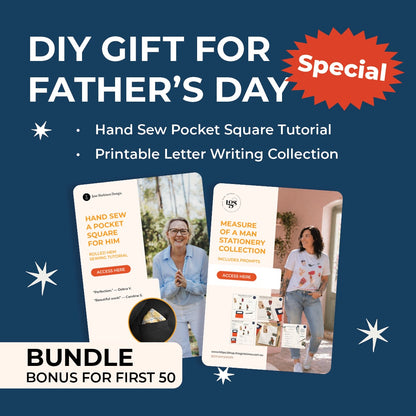 Father's Day DIY Bundle Pocket Square Tutorial and Letter writing stationery collection