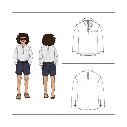 Grandpa Collar Shirt Pattern + Tutorial - Boy 5-10