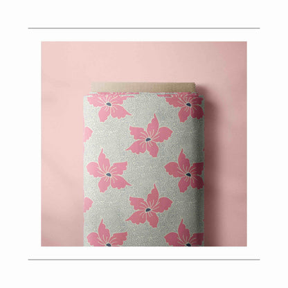Cotton Fabric with pink Hibiscus flower for DIY men boxer short gift