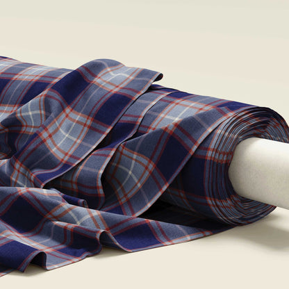 Fabric Linen Cotton For DIY Gifts for Men In Plaid Dark Blue