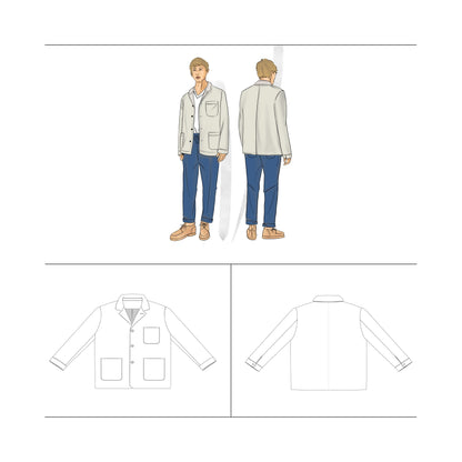 Lined Lounge Jacket Sewing Pattern for teenage boys Size 10- 18