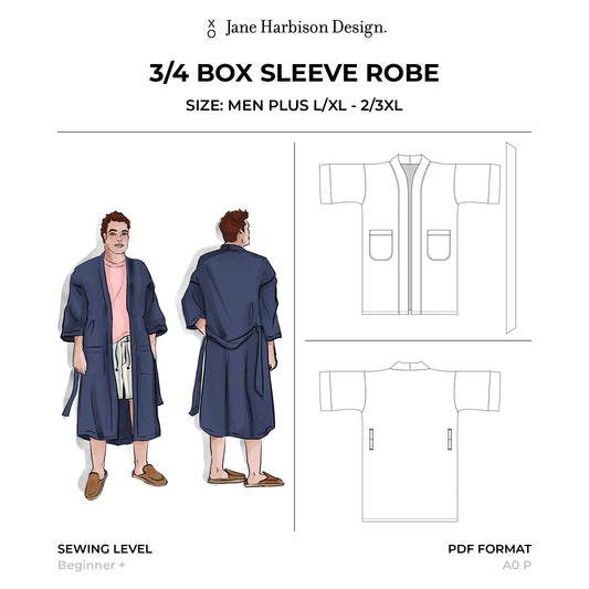 Men's Dressing Gown Sewing Pattern is a luxurious gift to make Men's Plus Size L-3XL