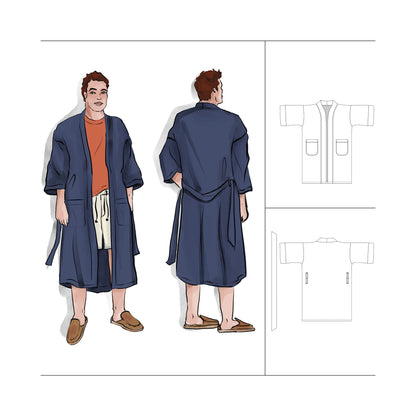 Men's Robe Dressing Gown Sewing Pattern is a luxurious gift to make Men's Plus Size 4XL-7XL