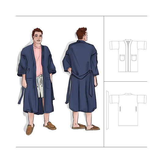 Men's Dressing Gown Sewing Pattern is a luxurious gift to make Men's Plus Size L-3XL