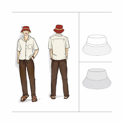 men's reversible bucket hat PDF sewing pattern Sizes to fit 52-65cm head