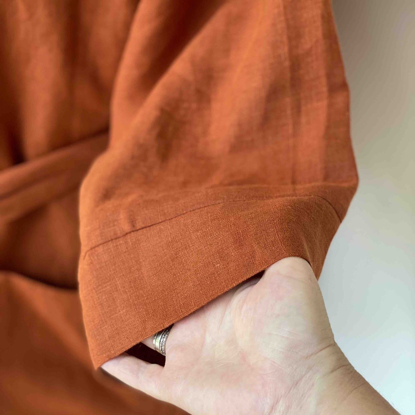 Box Sleeve Men's Robe cuff detail PDF sewing pattern in linen: Size Men S - 2XL