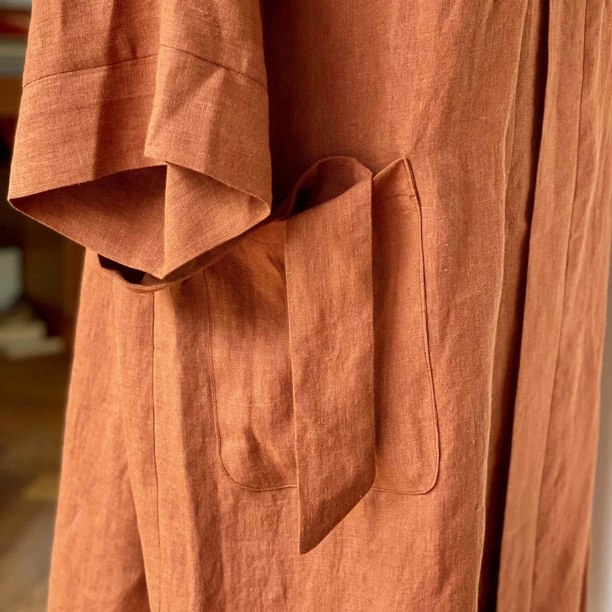 Men Plus Box Sleeve Robe with large pockets PDF Sewing Pattern: Size L - 3XL