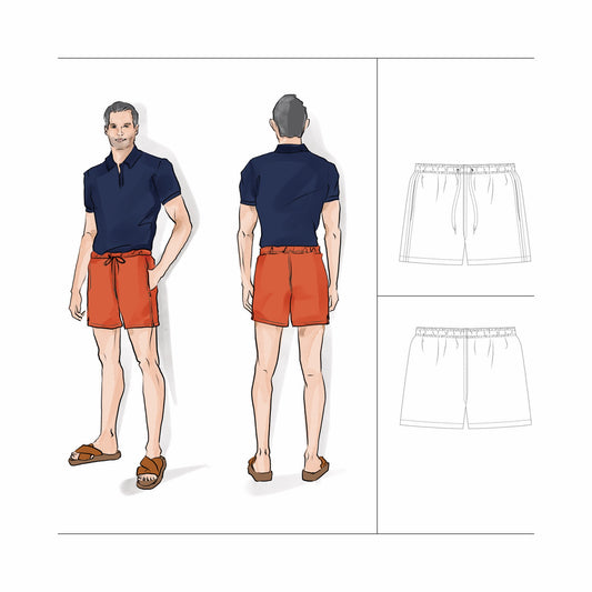 Sewing Pattern PDF Mens Mid Thigh Short, Boxer short or swimmers S-2XL