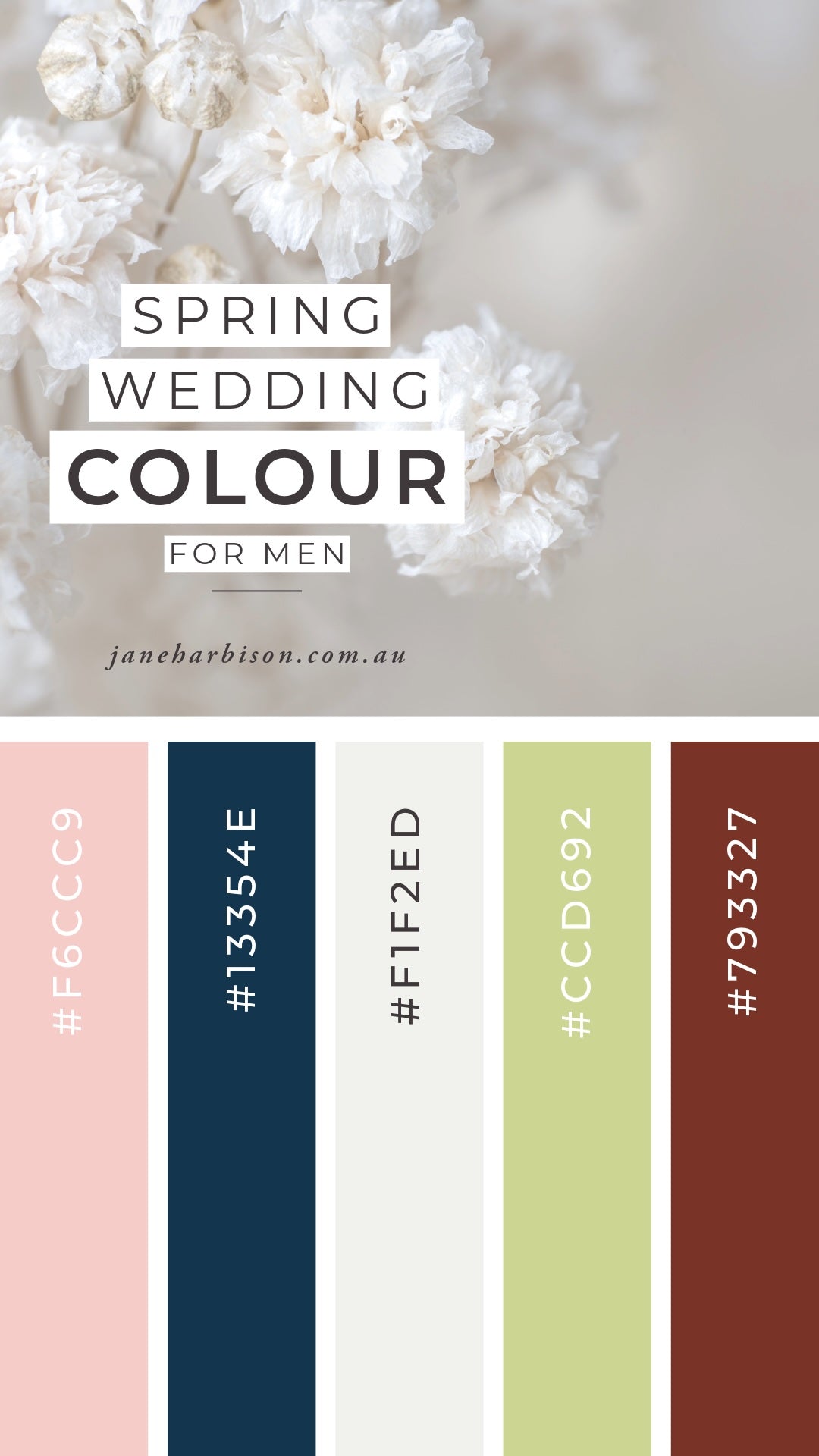 Spring colour palette for wedding event for men