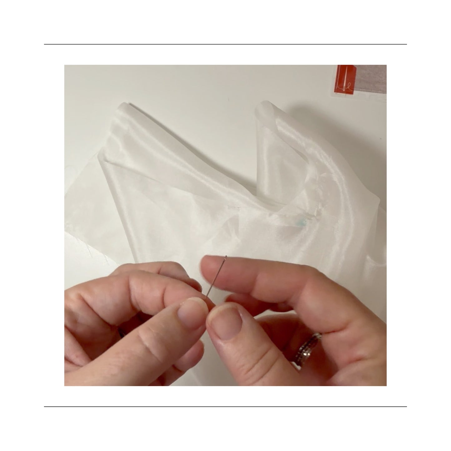 How to sew a silk pocket square with rolled hem by Jane Harbison Design