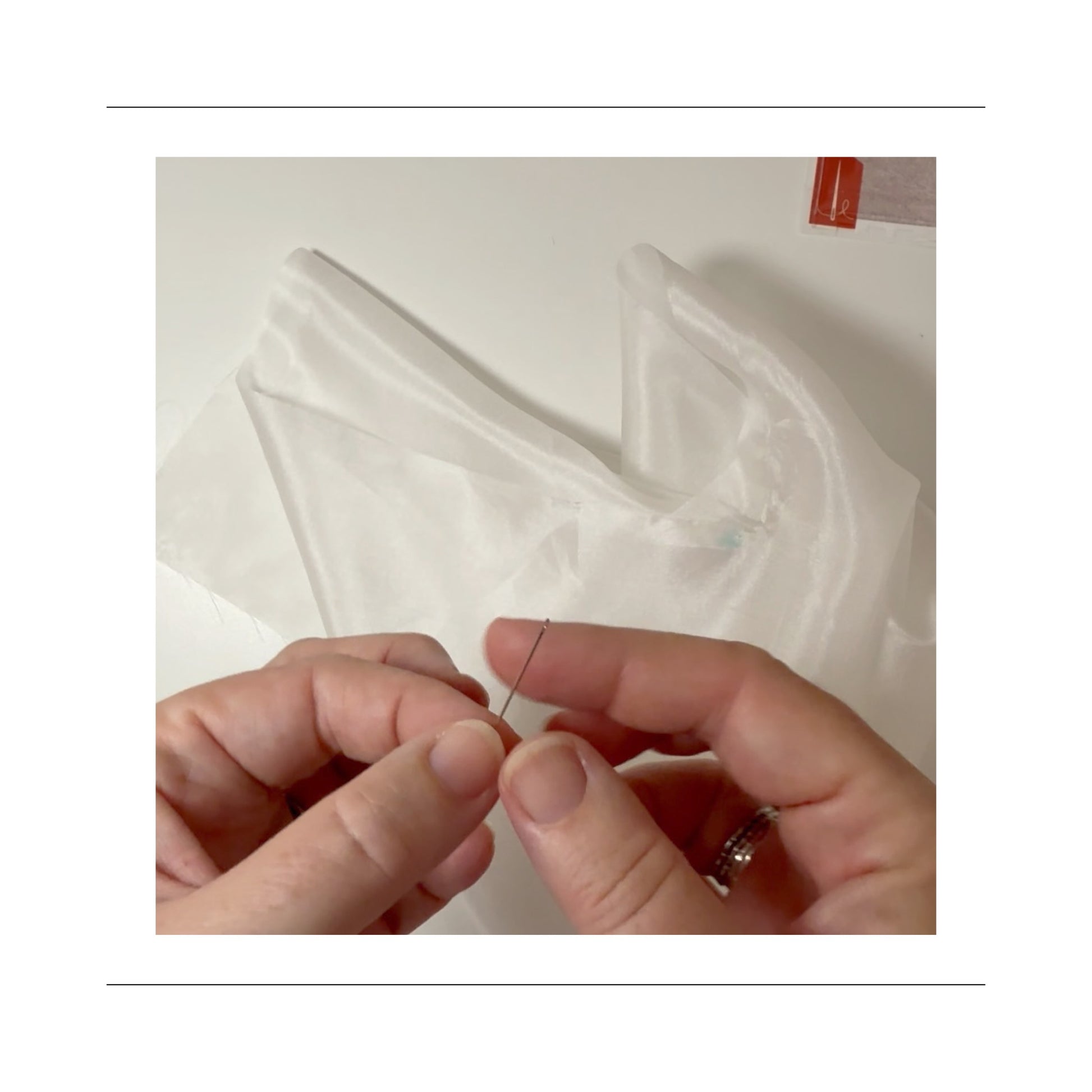 How to sew a silk pocket square with rolled hem by Jane Harbison Design