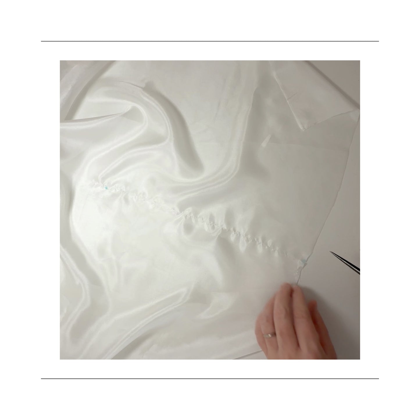 How to cut and sew a silk pocket square with rolled hem by Jane Harbison Design