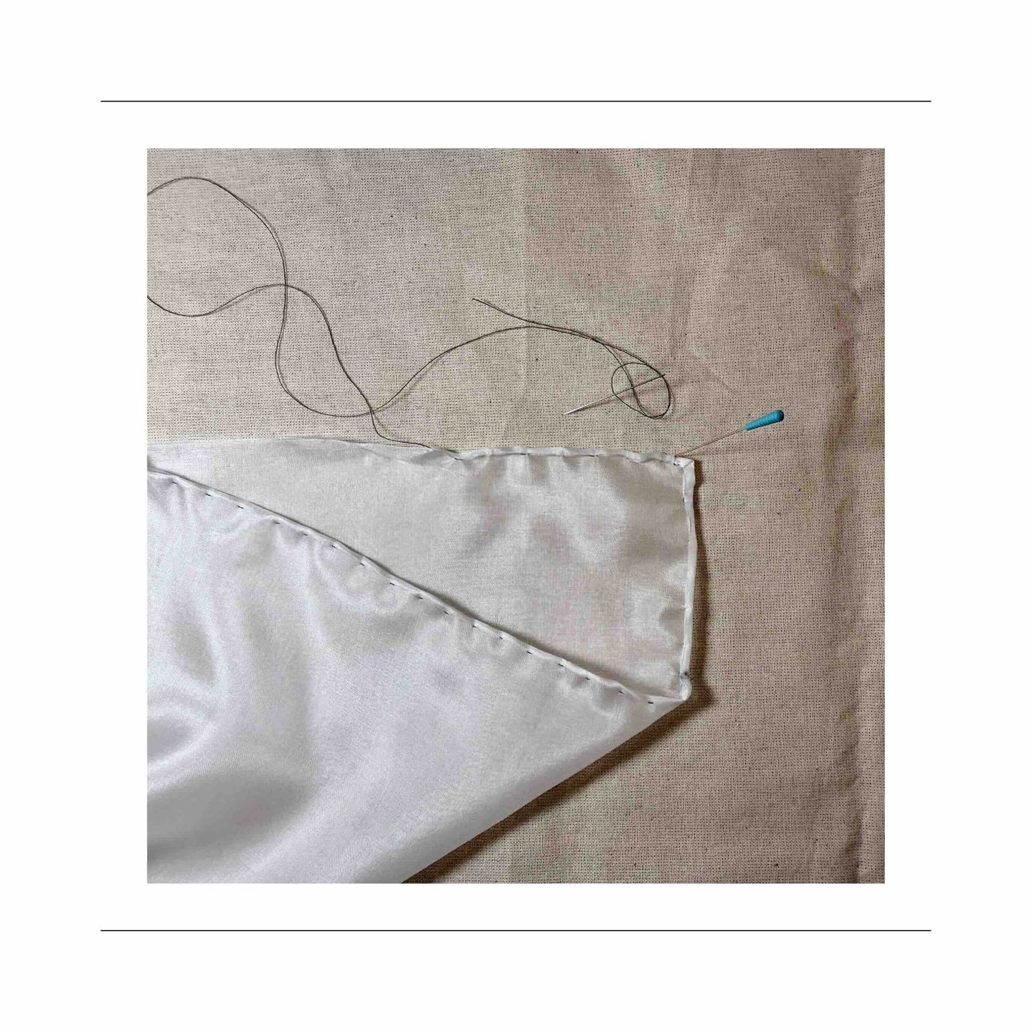 How to sew a silk pocket square with rolled hem by Jane Harbison Design