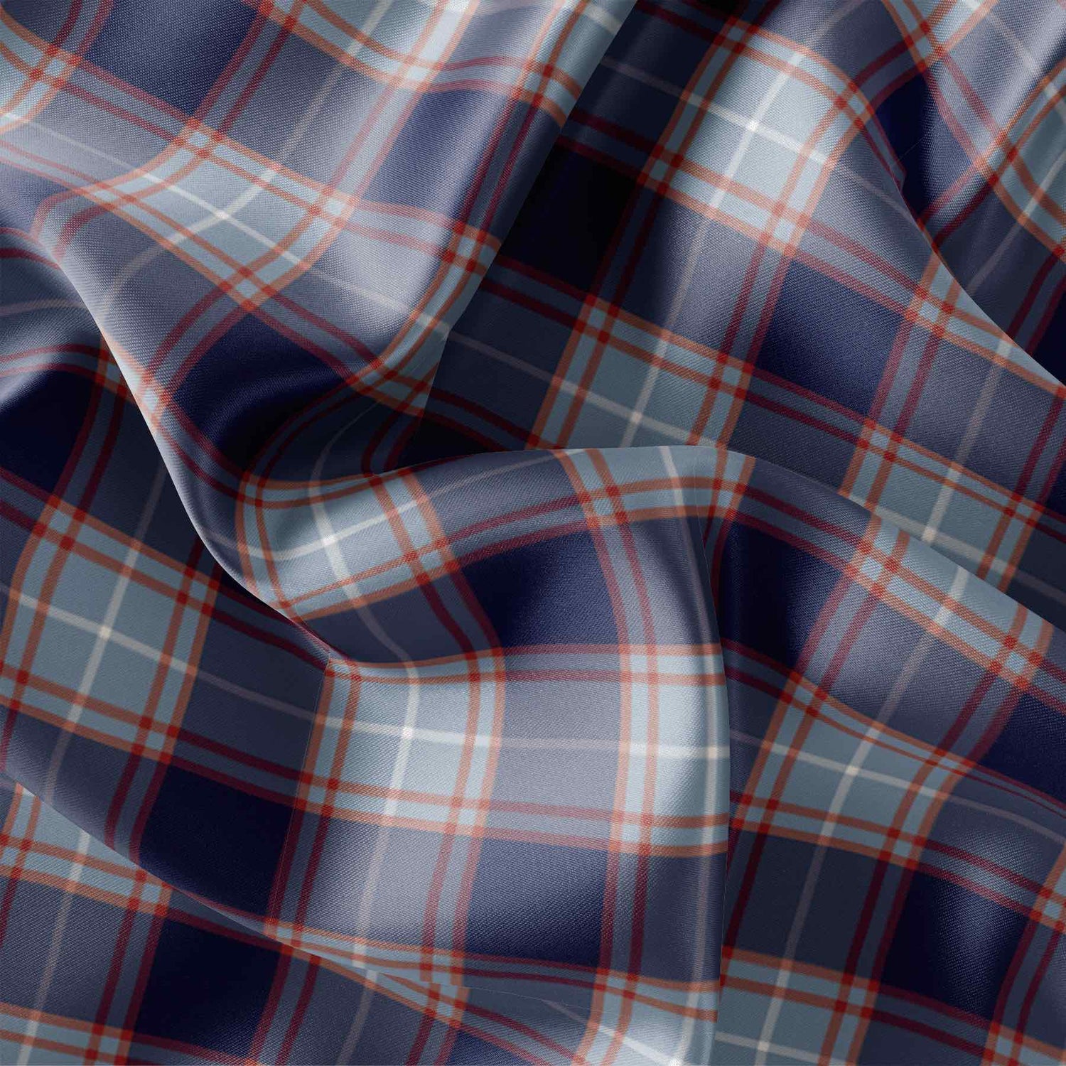 Satin Fabric for luxurious DIY gift for men Plaid Dark Blue