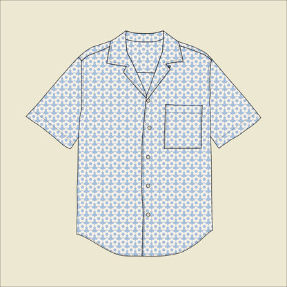 DIY Men's Fashion Statement: Camp Collar Shirt in Cotton Poplin Bod Rosette Blue is a perfect gift.