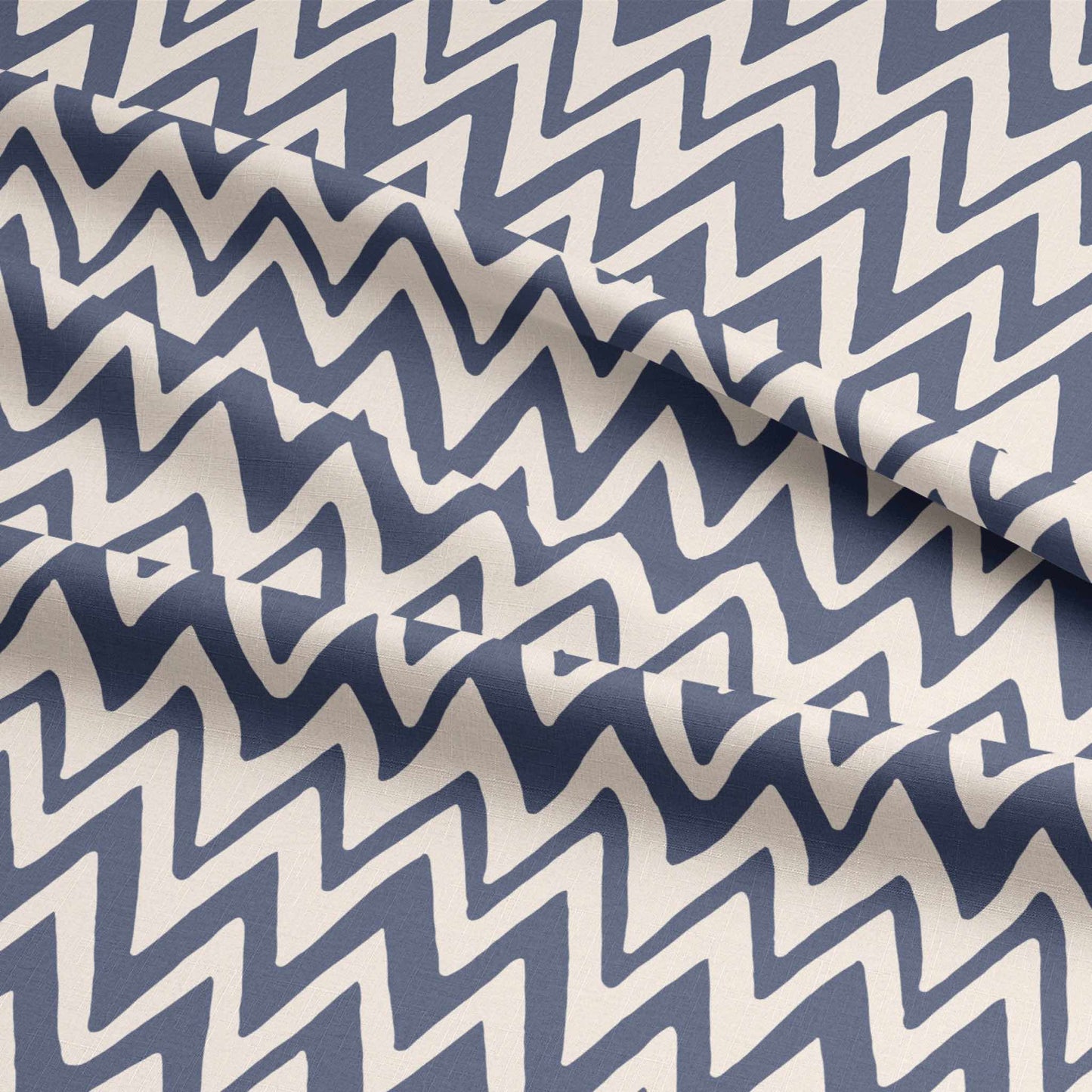 Fabric Linen - Zig Zag Blue Breeze
