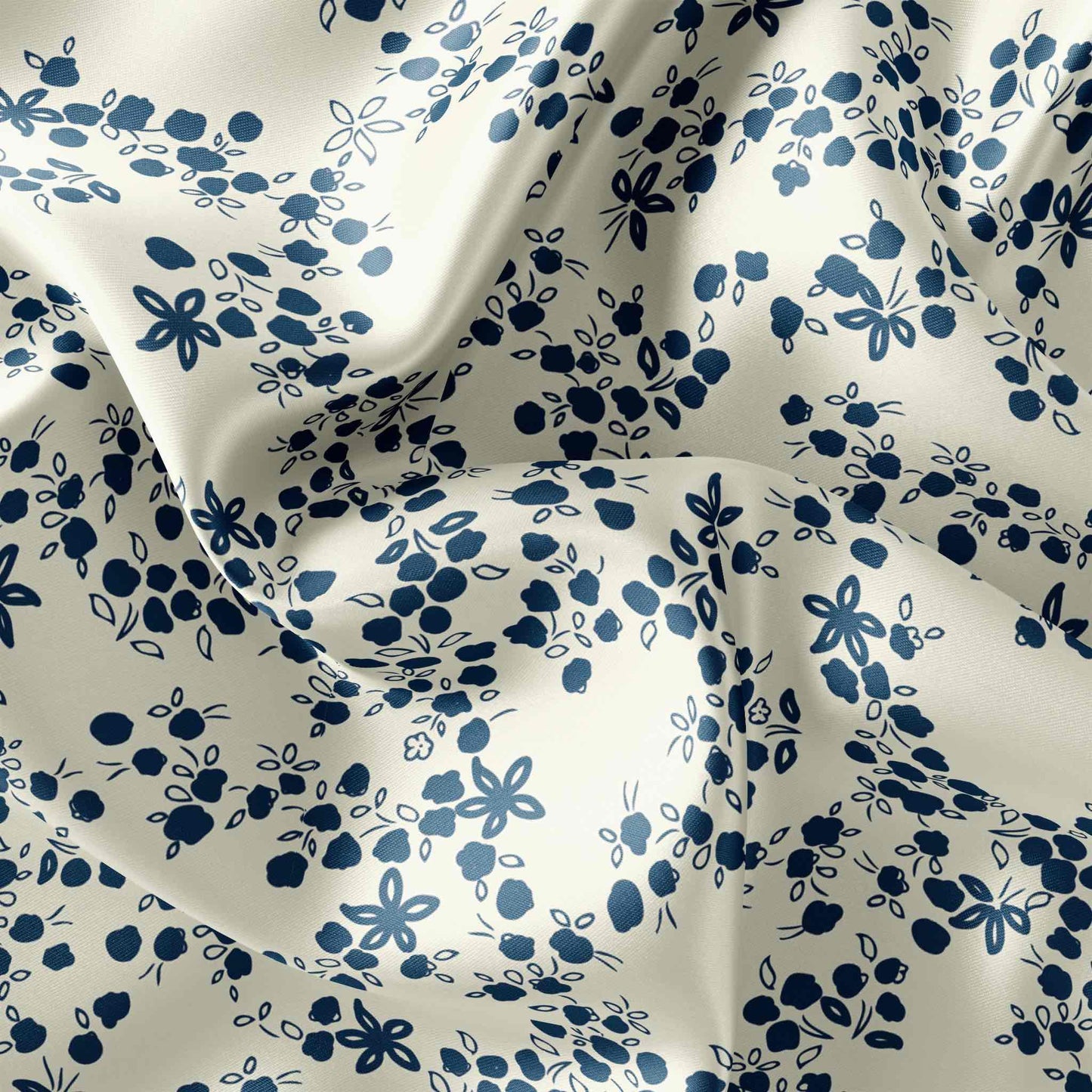 Fabric Satin Furoshiki Fat Quarter Bundle Ditsy Floral Blue