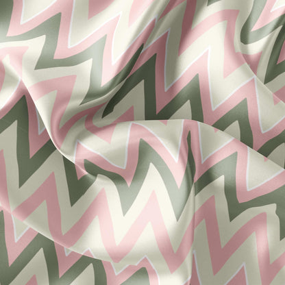 Fabric Satin Furoshiki Flame Stitch Pink Green